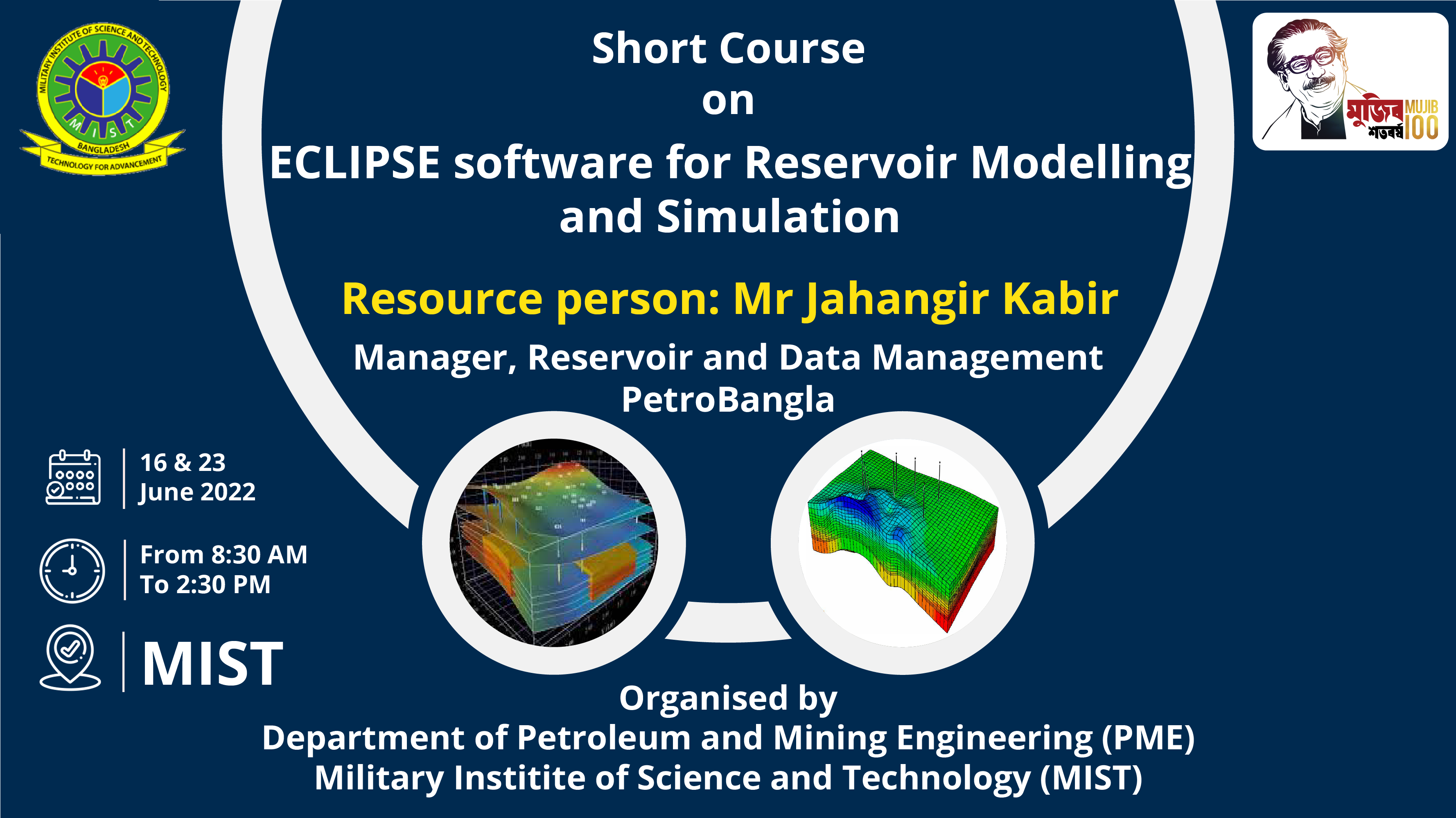 Short Course on ECLIPSE software for Reservoir Modeling and Simulation